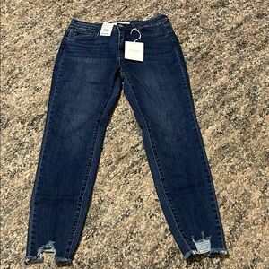 KanCan High Rise Skinny Jeans with Ankle Distress Detail